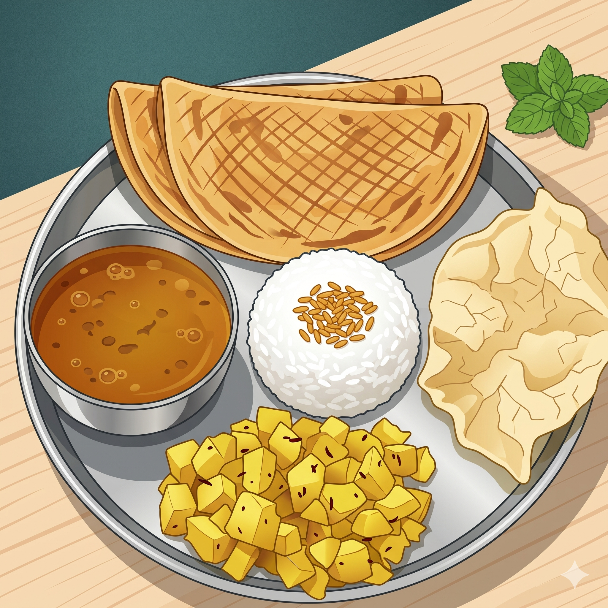 Maharashtrian Thali with Puranpoli